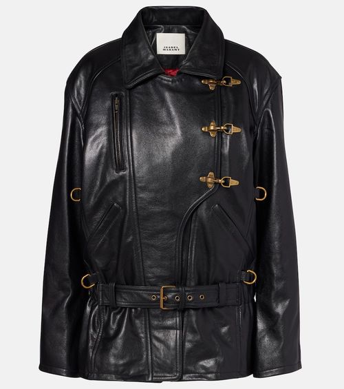 Caitlyn belted leather jacket