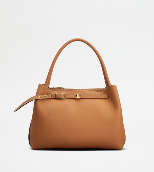 Tod's - T Signature Handbag in Leather Small, BROWN, - Bag