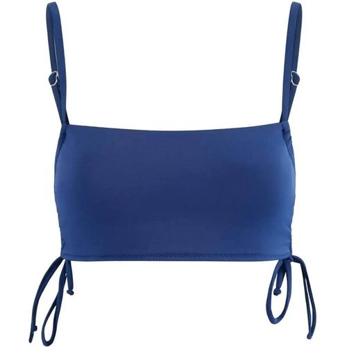 Wovcor Square Neck Ruched Side Detail Bikini Top In Dark Navy
