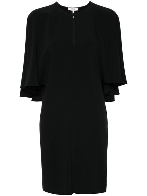 Draped-detail cady mini dress - Black