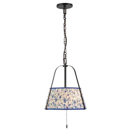 Matte Black Blue Linen Pendant from the Scout Collection