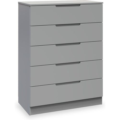 Henshaw 5 Drawer Chest of Drawers | White Gloss or Grey | Roseland