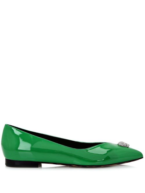Skull-charm ballerina shoes - Green