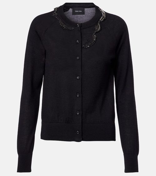Embellished wool and silk cardigan