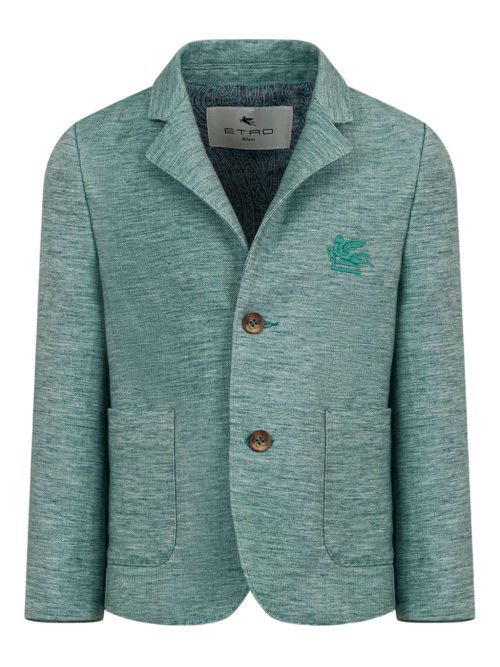 ETRO KIDS logo-embroidered blazer - Green