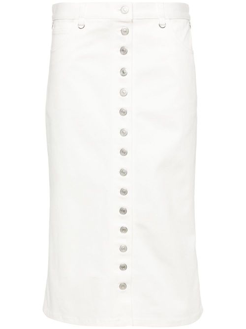 Low-rise midi denim skirt - White
