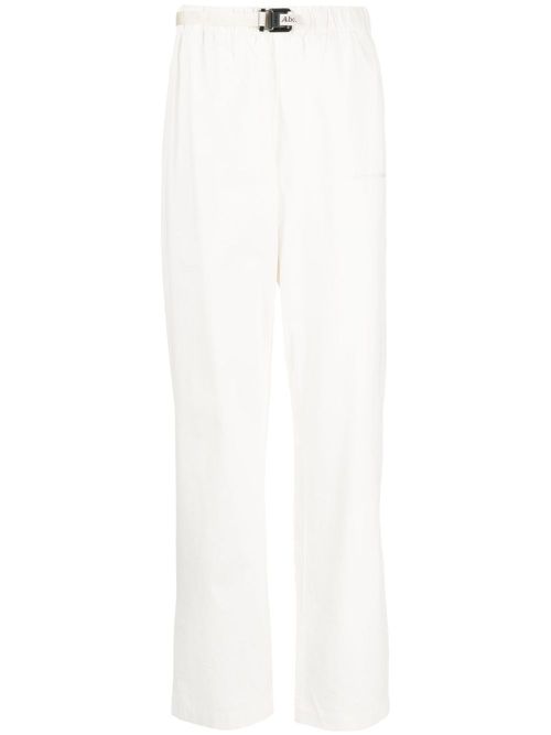 Logo-embroidered cotton work trousers - White
