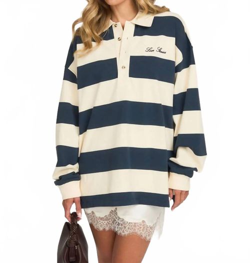 Paul Long Sleeve Top In Donkerblauw