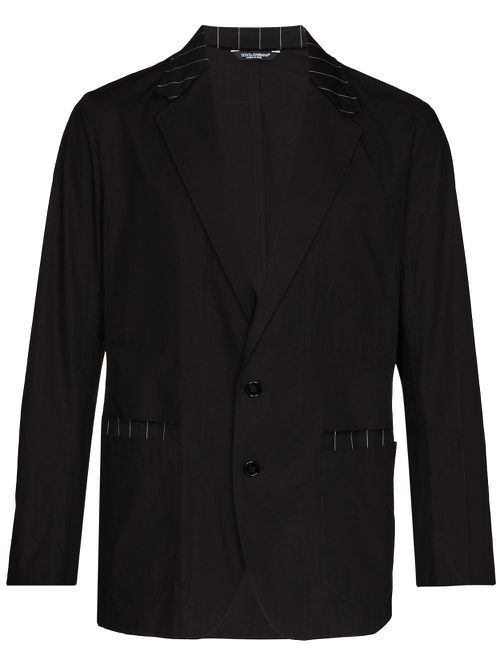 Stripe-trim single-breasted blazer - Black