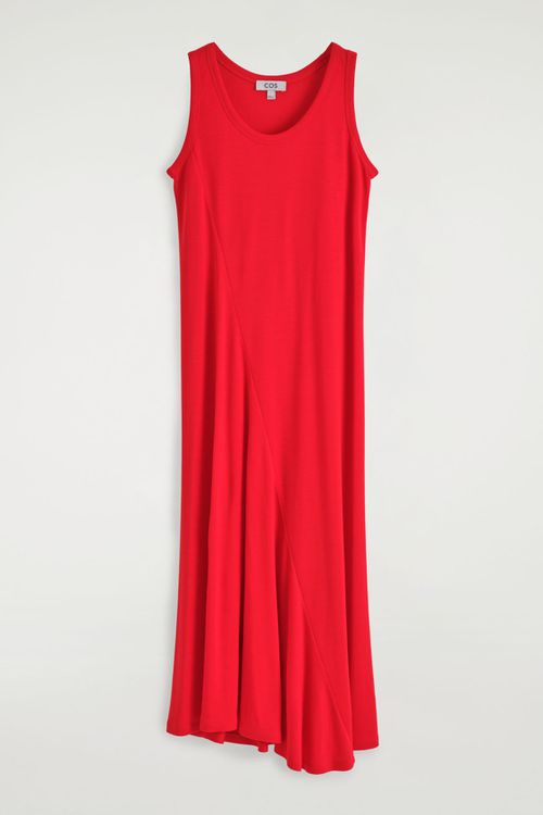 ASYMMETRIC JERSEY MIDI DRESS