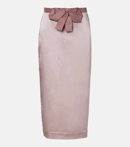 Bow-detail satin midi skirt