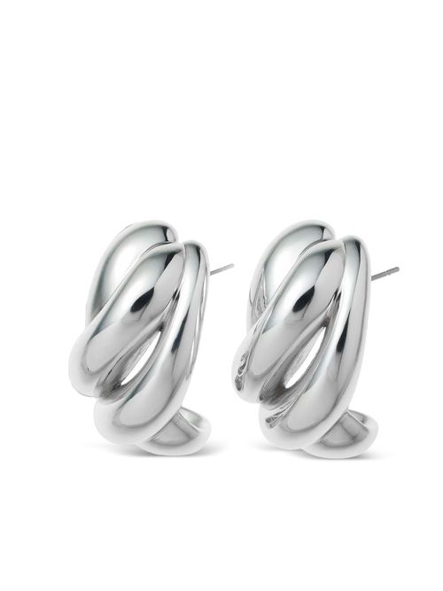 Sculptural spiral hoop earrings - Silver