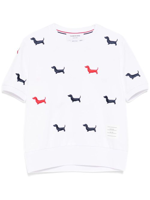 Embroidered-hector dog logo T-shirt - White