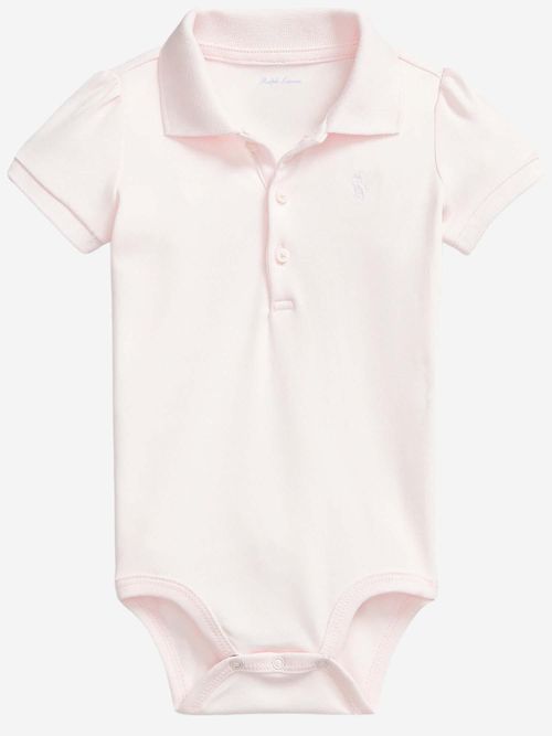 Cotton Polo Bodysuit — Pink