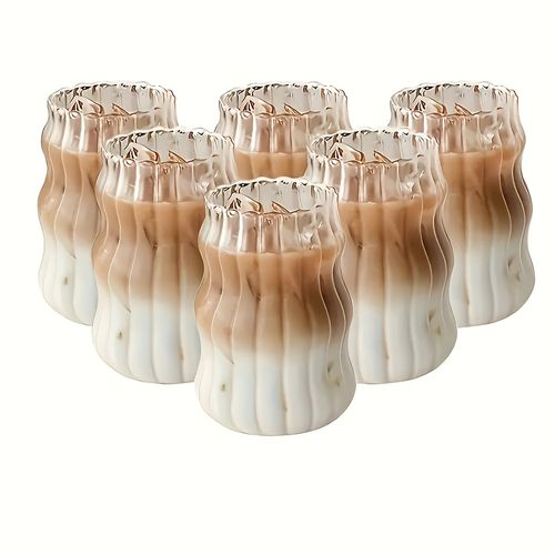 TEMU 2/4/6pcs Transparent Glass Coffee Cup, Home Use , High-value, Creative, High Temperature Resistant, Bubble Water Cup, Juice, Cold Drinking Cup