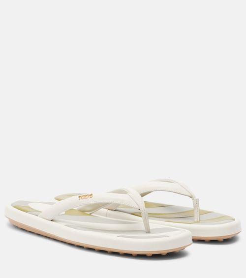 Striped leather thong sandals