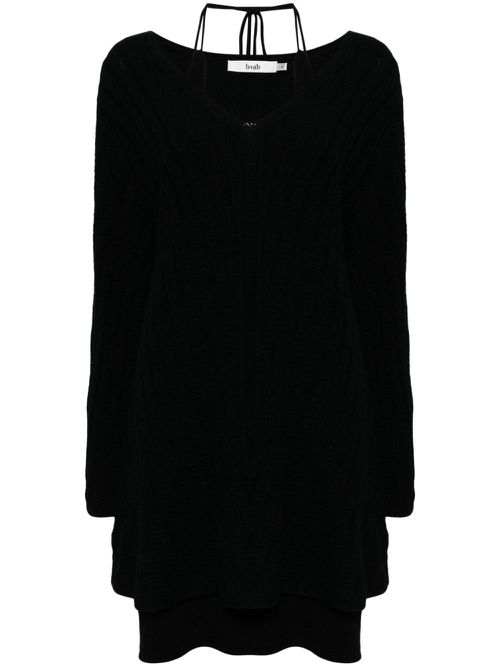 Lace-up knitted minidress - Black
