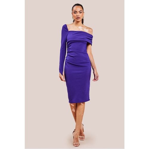 Goddiva One Shoulder Scuba Midi Dress - Purple