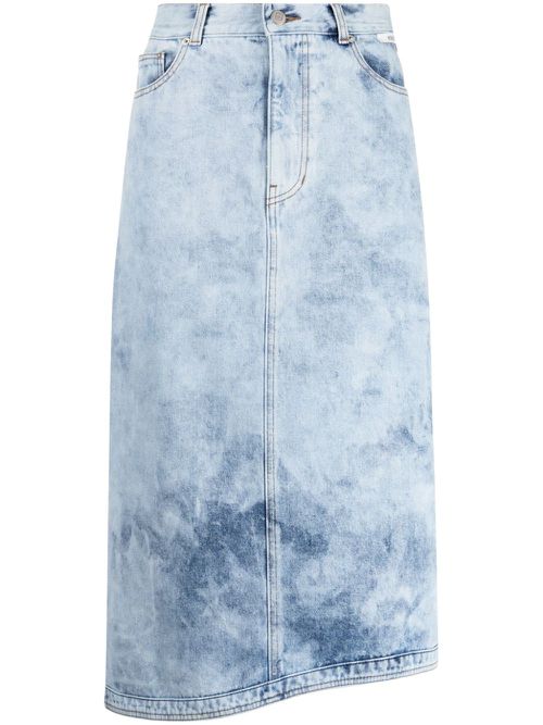 Acid-wash midi skirt - Blue