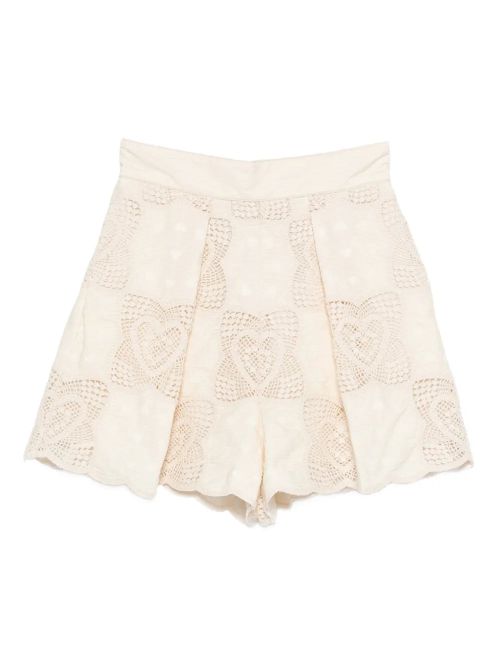 Eyelet Embroidery Shorts — Cream