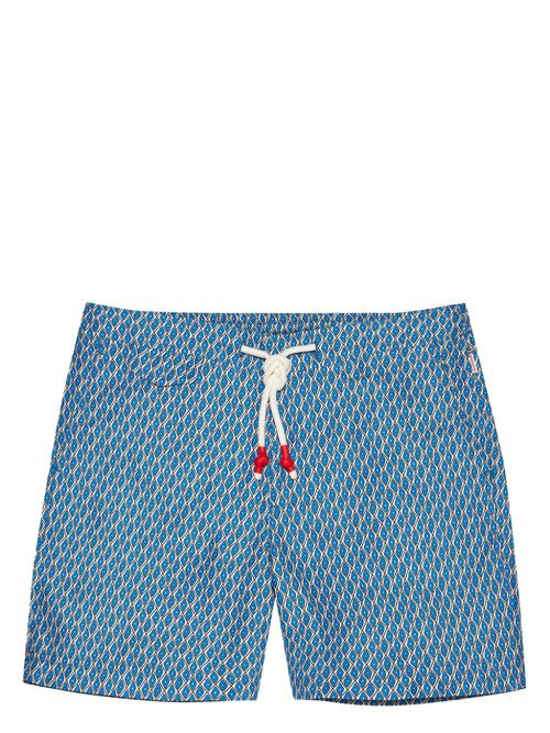 Geometric-pattern swim shorts - Blue