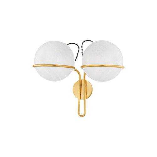 Aged Brass Two Light Wall Sconce from the Hingham Collection