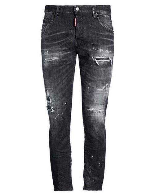 Man Jeans Black Size 32 Cotton, Elastane, Cow leather