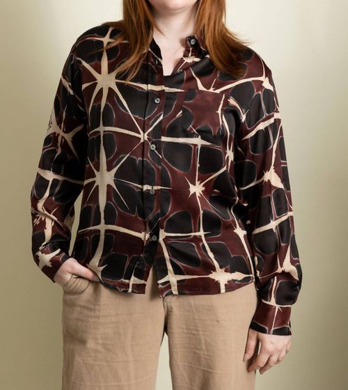 Giany Button Down Top In Abstract Pansy