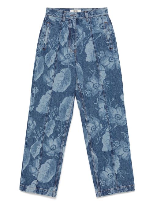 Sea Garden-print jeans - Blue