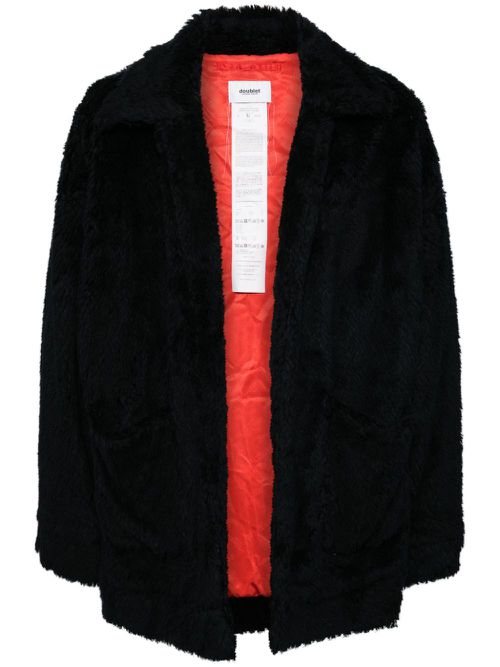 Hand-painted faux-fur jacket - Black