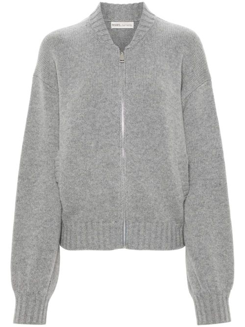 Fine-knit zip-up cardigan - Grey