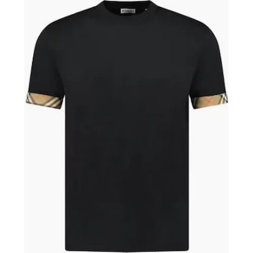 Men's Burberry Ellison Check Sleeves T Shirt Black