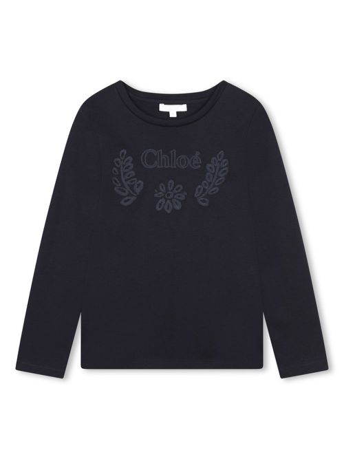 Logo-embroidered cotton T-shirt - Blue