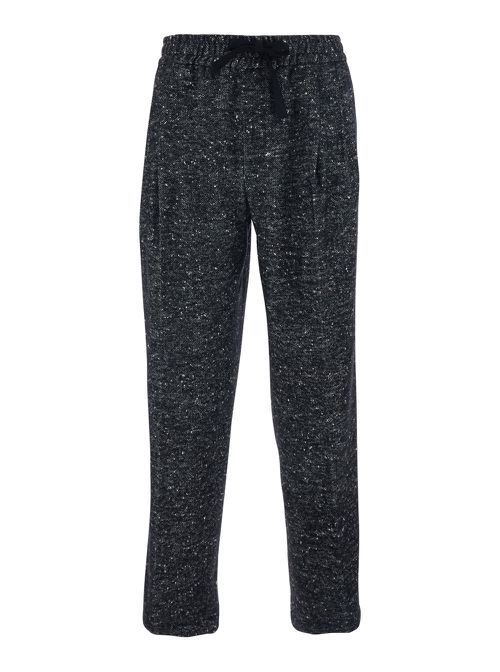 Dark Grey Trousers With Elasticated Waist With Drawstring In Wool Blend Man