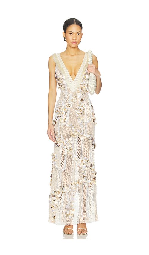 PatBO Seashell Embroidery Gown in Beige. 0. Also