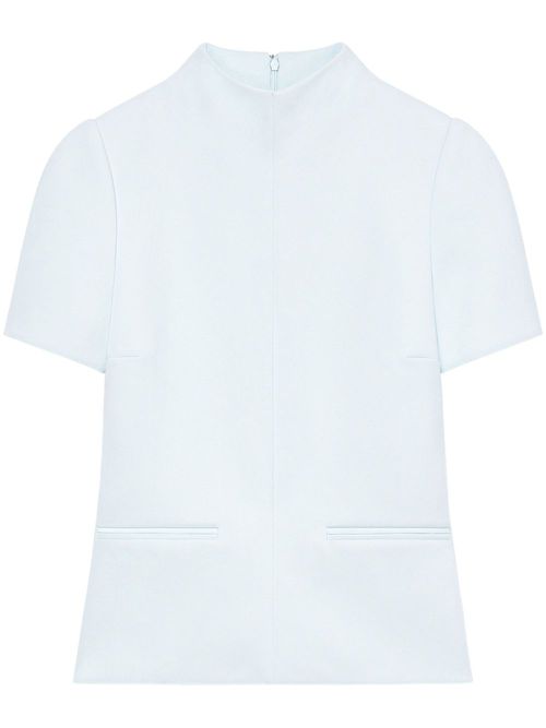 High-neck twill T-shirt - Blue