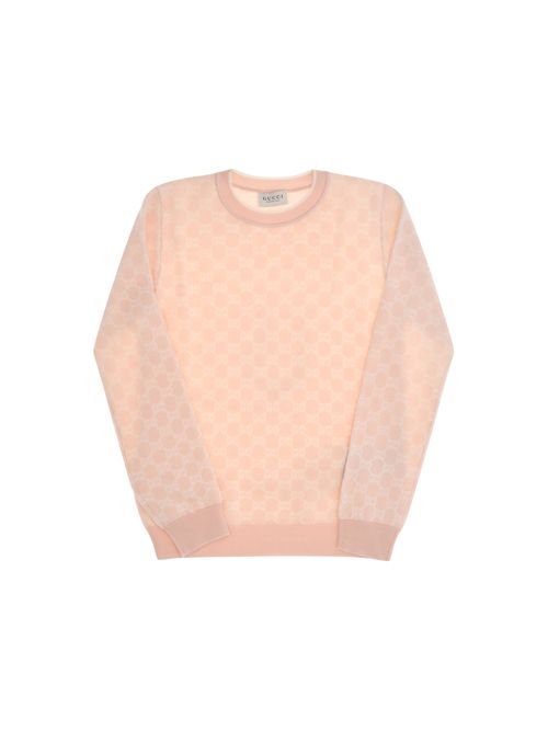 GG Jacquard Wool Sweater — Pink