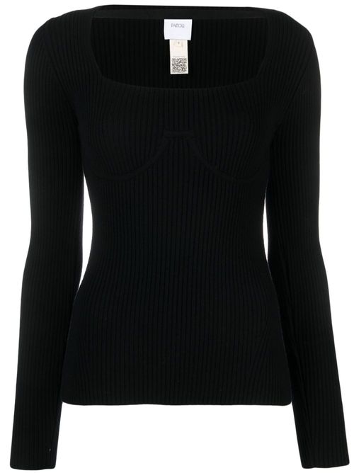 Long-sleeve knitted top - Black