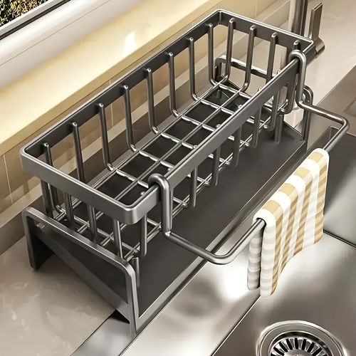 TEMU Multifunctional Sponge Holder Drain Rack Kitchen Storage Rack Sink Cloth Countertop Dishwashing Liquid Storage Rack, Perfect Gift For