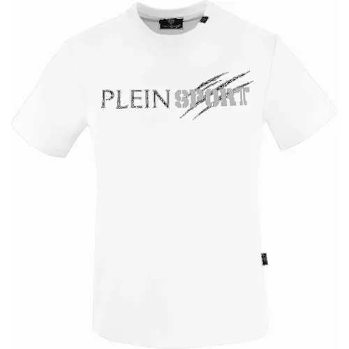 Men's Plein Sport Scratched Logo White T-Shirt - Size: 40/Regular