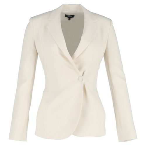 Crepe Single-Breasted Blazer in White Wool
