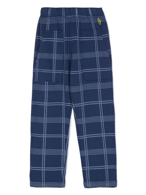 Plaid-check straight trousers - Blue