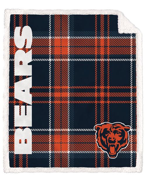 Chicago Bears Nfl Team Classic Plaid Sherpa Throw