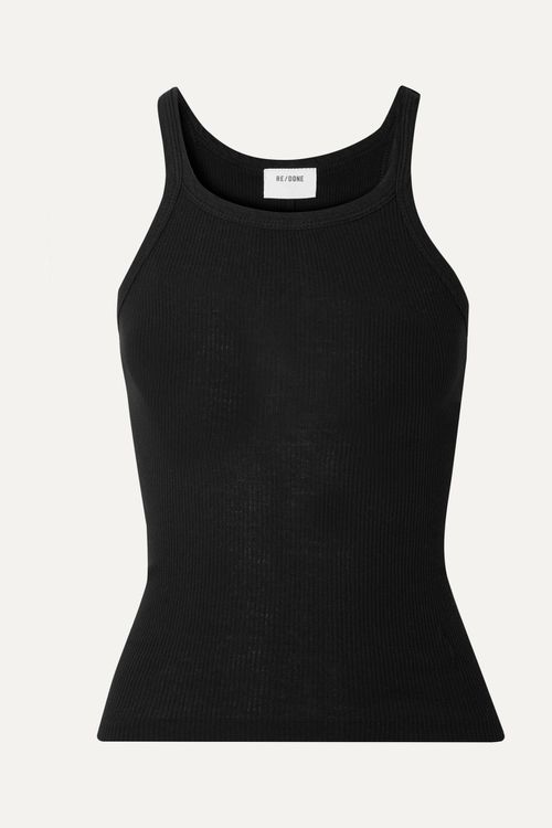 Ribbed Cotton-jersey Tank - Black