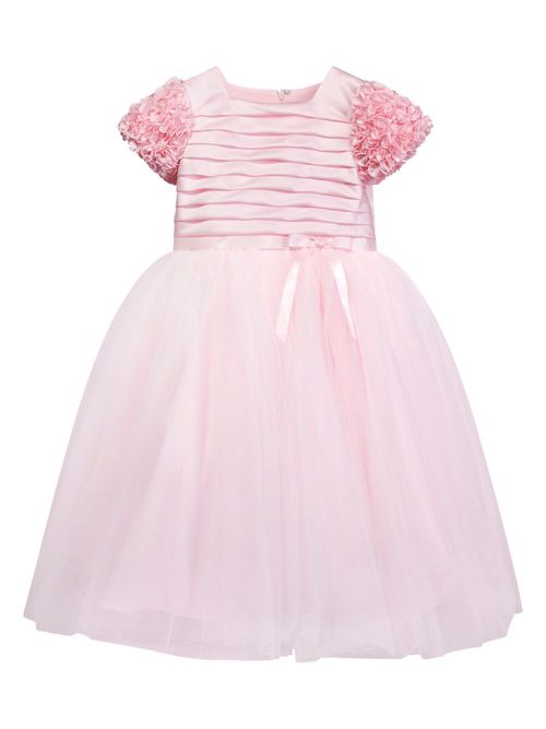 Pleated ruffled belted gown dress - Pink