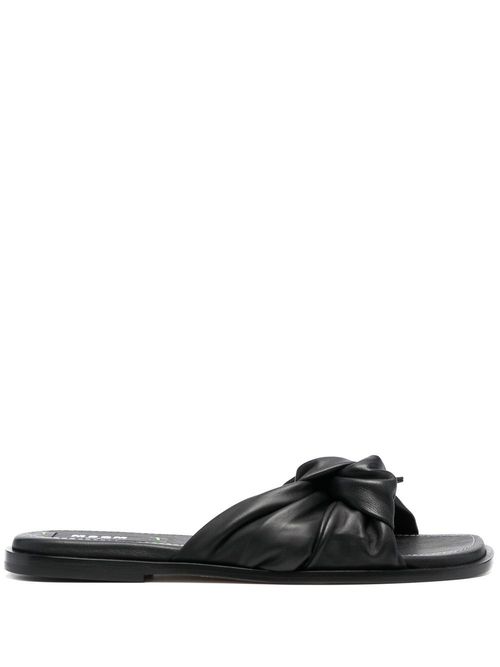 Knot-strap leather sandals - Black