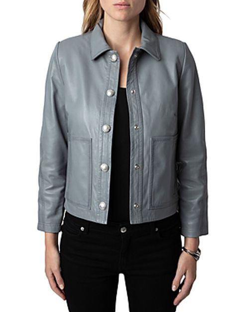 Litchi Cuir Lisse Leather Jacket