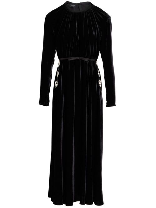 Rhinestone-embellished velvet dress - Black