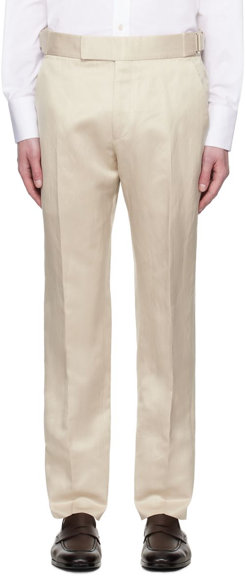 TOM FORD Beige Silk Linen Twill Atticus Trousers