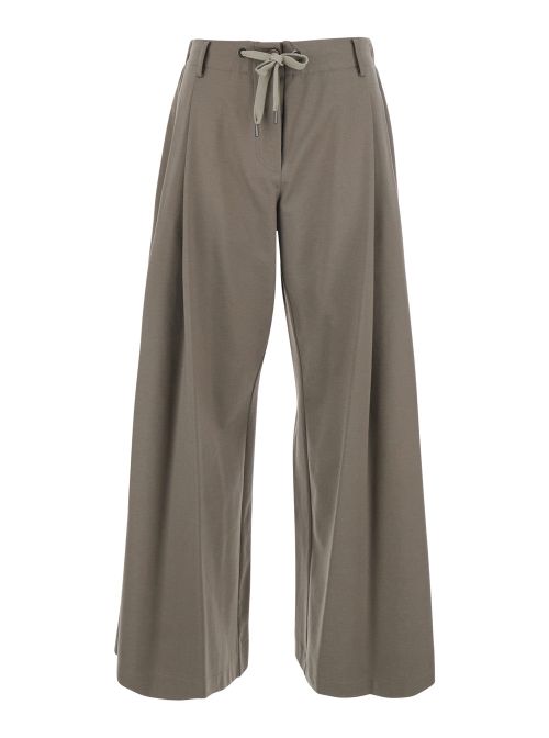 Cotton-Blend Trousers — Beige